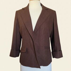 Jones New York Signature Brown Linen Blend Blazer Women’s Small Textured